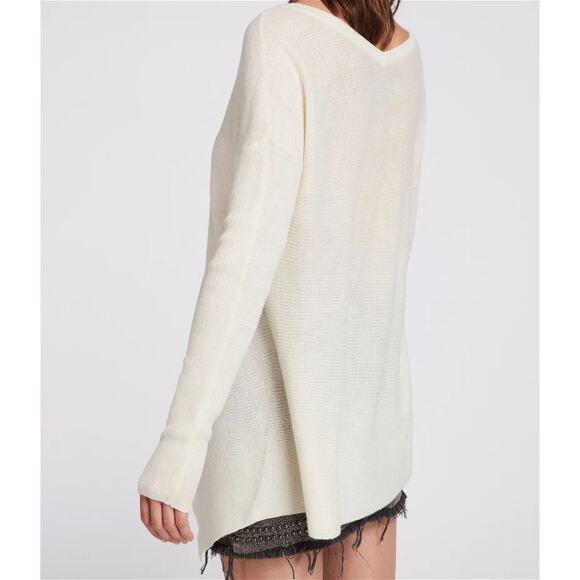 Allsaints Kelsey Cream V-neck Knit Top Lightweight Small Italian Yarn Minimalist - Picture 14 of 14